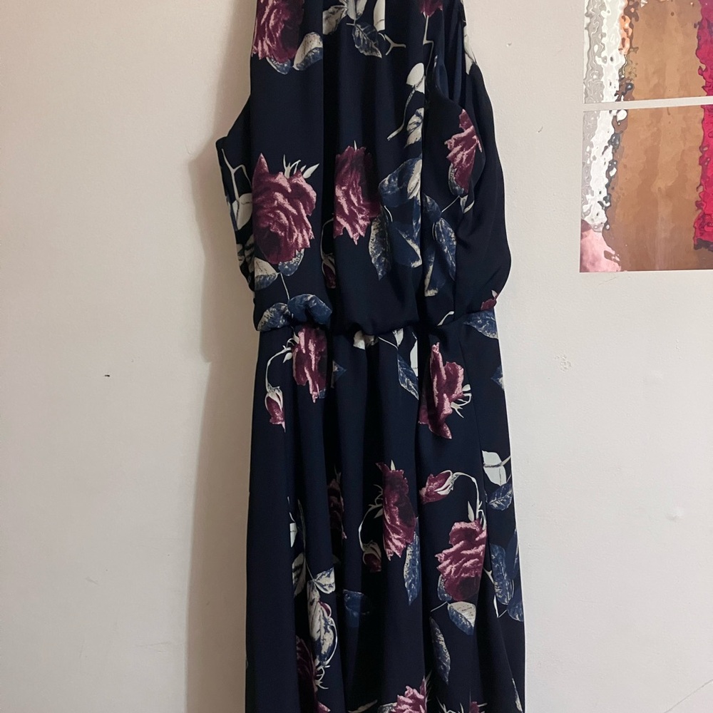 Eclipse Floral Sleeveless Dress - Navy and Pink
